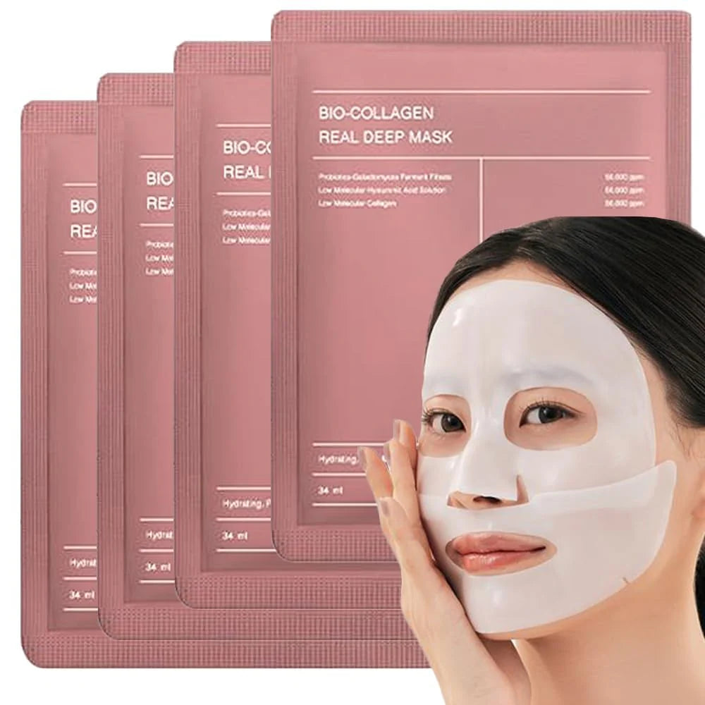 Mascarilla facial de Bio-Colágeno Real con 4 unidades